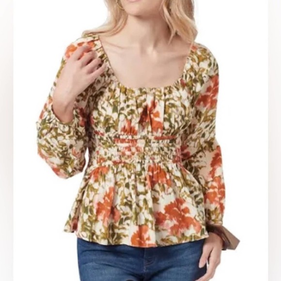 Sam Edelman Cilian Cotton Smocked Bustier Blouse NWT - Picture 1 of 11